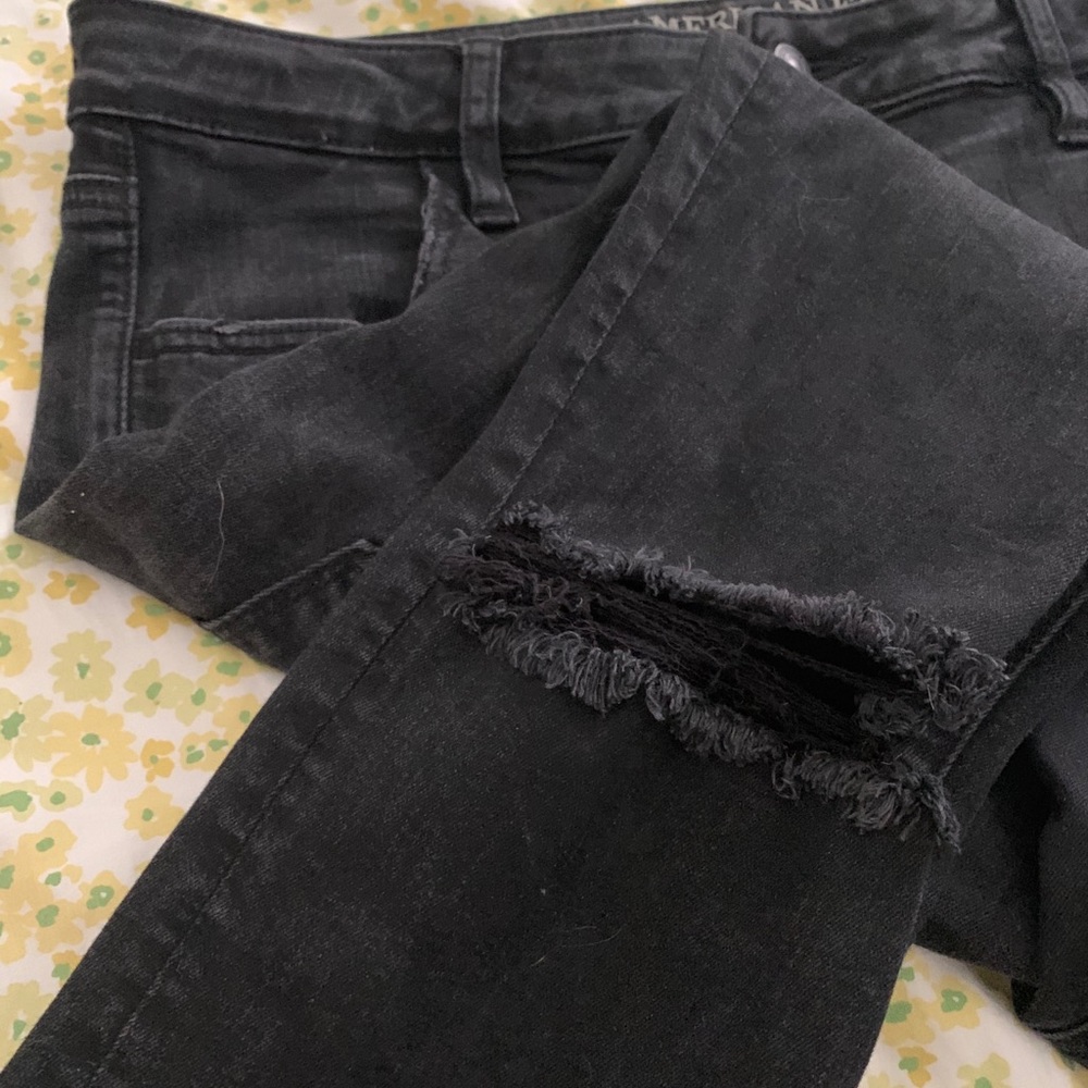 distressed american eagle black jeans